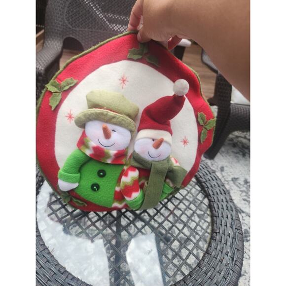 St. Nicholas Square 3D Round Holiday Pillow w/ Snowmen - Picture 12 of 14